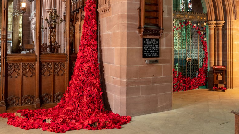 Poppy displays in the Chapel of St Mary the Virgin